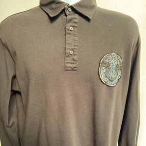 Men’s “ETRO Milano” Brown Long Sleeve Polo Shirt